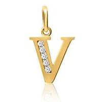 🦚 333er Gold Buchstabenanhänger V mit Zirkonia 🦚 333er Gold Buchstabenanhänger V mit Zirkonia