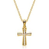 🦚 Kreuzkette 333er Gold Zirkonia 🦚 Kreuzkette 333er Gold Zirkonia