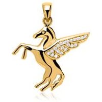 🦚 Anhänger geflügeltes Pferd aus 333er Gold mit Zirkonia 🦚 Anhänger geflügeltes Pferd aus 333er Gold mit Zirkonia