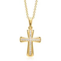 🦚 Kette mit Kreuzanhänger aus 8K Gold und Zirkonia 🦚 Kette mit Kreuzanhänger aus 8K Gold und Zirkonia