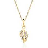 🦚 Kette Blatt für Damen aus 9K Gold mit Zirkonia 🦚 Kette Blatt für Damen aus 9K Gold mit Zirkonia