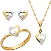 🦚 333er Gold Set Ohrringe Ring Kette mit Anhänger 🦚 333er Gold Set Ohrringe Ring Kette mit Anhänger