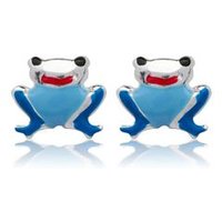 🦚 925 Silber Kinderohrstecker mit Froschmotiv blau 🦚 925 Silber Kinderohrstecker mit Froschmotiv blau