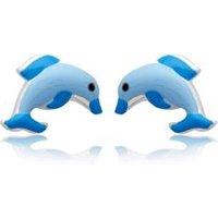 🦚 Kinderohrstecker Silber mit Delfinmotiv blau 🦚 Kinderohrstecker Silber mit Delfinmotiv blau