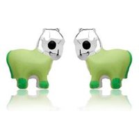 🦚 Kinderohrstecker 925 Silber Pferd grün 🦚 Kinderohrstecker 925 Silber Pferd grün