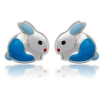 🦚 Kinderohrstecker 925 Silber Hase blau 🦚 Kinderohrstecker 925 Silber Hase blau