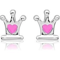 🦚 Kinderohrstecker Krone mit pinkem Herz 🦚 Kinderohrstecker Krone mit pinkem Herz