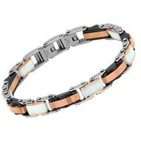 🦚 Edelstahlarmband schwarz-weißer Keramikbesatz 🦚 Edelstahlarmband schwarz-weißer Keramikbesatz