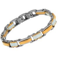 🦚 Solides Edelstahlarmband weißer Keramikbesatz 🦚 Solides Edelstahlarmband weißer Keramikbesatz