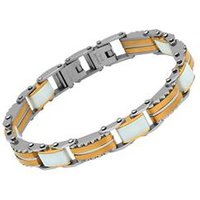 🦚 Gold-silbern-weißes Armband Edelstahlglieder 🦚 Gold-silbern-weißes Armband Edelstahlglieder