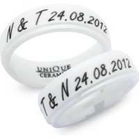 🦚 Weisse Eheringe Keramik Lasergravur 7mm matt 🦚 Weisse Eheringe Keramik Lasergravur 7mm matt