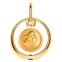 🦚 333er Gold Taufring Rubin mit Engelsanhänger 🦚 333er Gold Taufring Rubin mit Engelsanhänger