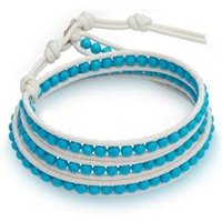 🦚 Weißes Lederarmband mit Türkis 🦚 Weißes Lederarmband mit Türkis
