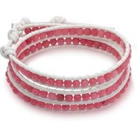 🦚 Weißes Lederarmband mit Rosenquarz 🦚 Weißes Lederarmband mit Rosenquarz