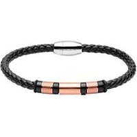 🦚 Armband für Herren aus Kunstleder Edelstahl, schwarz rosé 🦚 Armband für Herren aus Kunstleder Edelstahl, schwarz rosé
