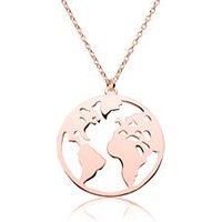 🦚 Kette mit Weltanhänger aus rosévergoldetem 925er Silber 🦚 Kette mit Weltanhänger aus rosévergoldetem 925er Silber