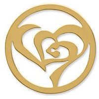 🦚 Münze Edelstahl stilisiertes Herz gelbgold 🦚 Münze Edelstahl stilisiertes Herz gelbgold