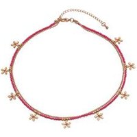 🦚 Halskette für Damen pink mit Blüten 🦚 Halskette für Damen pink mit Blüten