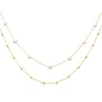 🦚 Layerkette für Damen aus vergoldetem Edelstahl, Perlen 🦚 Layerkette für Damen aus vergoldetem Edelstahl, Perlen