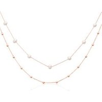 🦚 Halskette für Damen aus Edelstahl, rosé mit Perlen 🦚 Halskette für Damen aus Edelstahl, rosé mit Perlen