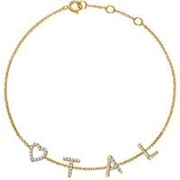 🦚 Armband aus 14K Gold mit Diamanten, 4 Buchstaben 🦚 Armband aus 14K Gold mit Diamanten, 4 Buchstaben