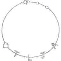 🦚 585er Weißgold Armband mit 5 Buchstaben, diamantbesetzt 🦚 585er Weißgold Armband mit 5 Buchstaben, diamantbesetzt