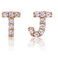 🦚 Diamant Ohrstecker aus 585er Roségold, Buchstaben 🦚 Diamant Ohrstecker aus 585er Roségold, Buchstaben