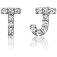 🦚 585er Weißgold Ohrstecker mit Diamanten, Buchstaben 🦚 585er Weißgold Ohrstecker mit Diamanten, Buchstaben
