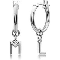 🦚 Creolen aus 14K Weißgold mit Buchstaben, Symbolen 🦚 Creolen aus 14K Weißgold mit Buchstaben, Symbolen