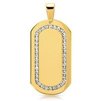 🦚 Vergoldetes Edelstahl Dogtag mit Zirkonia 🦚 Vergoldetes Edelstahl Dogtag mit Zirkonia