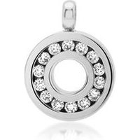 🦚 Polierter Edelstahlanhänger weißer Steinbesatz 🦚 Polierter Edelstahlanhänger weißer Steinbesatz