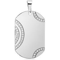 🦚 Edelstahl Dog Tag poliert mit weißen Steinen 🦚 Edelstahl Dog Tag poliert mit weißen Steinen