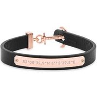 🦚 Lederarmband Signum Koordinaten schwarz rosé 🦚 Lederarmband Signum Koordinaten schwarz rosé