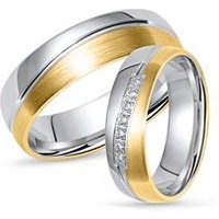 🦚 Vivo Bicolor Eheringe Silber mit Zirkonia 🦚 Vivo Bicolor Eheringe Silber mit Zirkonia