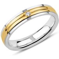 🦚 Gravierbarer 925er Silberring, teilvergoldet Zirkonia 🦚 Gravierbarer 925er Silberring, teilvergoldet Zirkonia