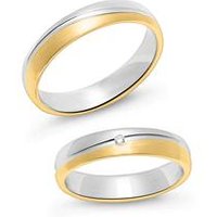 🦚 Trauringset aus 925er Silber, teilvergoldet, mattiert 🦚 Trauringset aus 925er Silber, teilvergoldet, mattiert