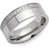 🦚 Edelstahlring Zirkonia teilpoliert 7mm breit 🦚 Edelstahlring Zirkonia teilpoliert 7mm breit