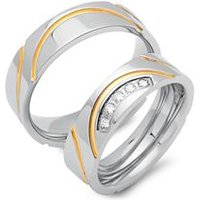 🦚 Eheringe Edelstahl teilvergoldet 6mm Zirkonia 🦚 Eheringe Edelstahl teilvergoldet 6mm Zirkonia