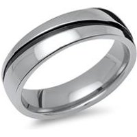 🦚 Ring aus Edelstahl poliert schwarze Rille 6mm 🦚 Ring aus Edelstahl poliert schwarze Rille 6mm