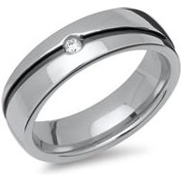 🦚 Ring Edelstahl poliert dunkle Rille Zirkonia 🦚 Ring Edelstahl poliert dunkle Rille Zirkonia