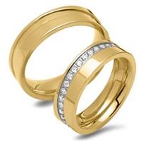 🦚 Vergoldetes Edelstahl Ehering-Set mit Steinen 🦚 Vergoldetes Edelstahl Ehering-Set mit Steinen