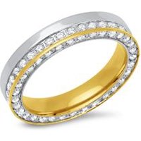 🦚 Ring Edelstahl Zirkonia zweifarbig 4,5 mm breit 🦚 Ring Edelstahl Zirkonia zweifarbig 4,5 mm breit
