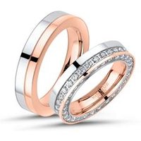 🦚 Edelstahl-Eheringe m. Zirkonia zweifarbig 🦚 Edelstahl-Eheringe m. Zirkonia zweifarbig