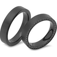 🦚 Schwarze Eheringe mit Zirkonia 4,5 mm breit 🦚 Schwarze Eheringe mit Zirkonia 4,5 mm breit