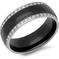 🦚 Edelstahlring Zirkonia zweifarbig 8 mm breit 🦚 Edelstahlring Zirkonia zweifarbig 8 mm breit