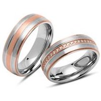 🦚 Eheringe aus Edelstahl teilweise rosévergoldet Zirkonia 🦚 Eheringe aus Edelstahl teilweise rosévergoldet Zirkonia
