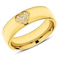 🦚 Gravierbarer Ring Herz Edelstahl vergoldet mit Zirkonia 🦚 Gravierbarer Ring Herz Edelstahl vergoldet mit Zirkonia