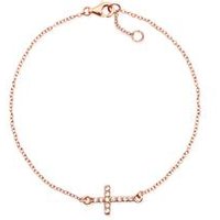 🦚 Rosé-vergoldetes 925 Silberarmband Kreuzanhänger 🦚 Rosé-vergoldetes 925 Silberarmband Kreuzanhänger