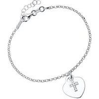 🦚 925er Silber Gravurarmband Herz und Kreuz mit Zirkonia 🦚 925er Silber Gravurarmband Herz und Kreuz mit Zirkonia