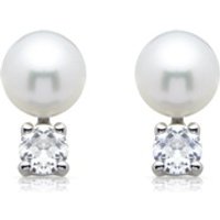 🦚 Weiße Perlenohrstecker: 925 Silber mit Zirkonia 🦚 Weiße Perlenohrstecker: 925 Silber mit Zirkonia